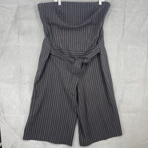 Torrid Jumpsuit Womens 20 Black Pinstriped Tube Top Wide Crop Leg Stretch Tie Up